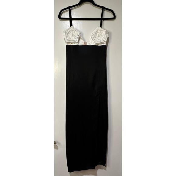 For Love & Lemons Rita Black & White Midi Dress Size Medium NWT - Picture 2 of 16